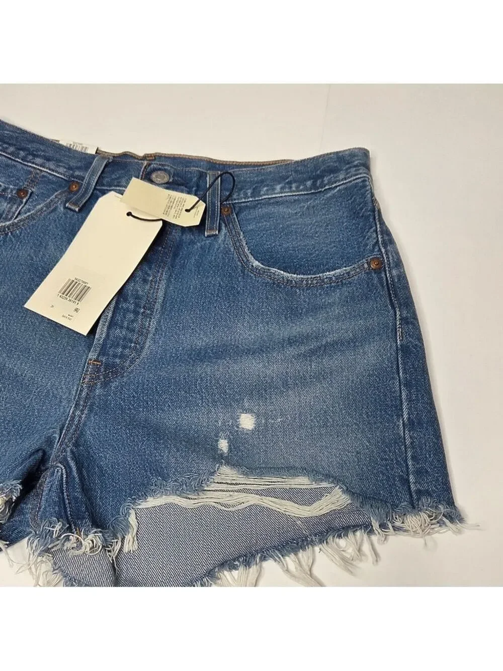 Levi's 501 Original Style Premium Denim High Rise Shorts Cut Off Women's Size 31 - Picture 7 of 16